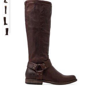 New FRYE Phillip Harness Tall Riding Boot Burnished Brown Distressed 6 MSRP $358